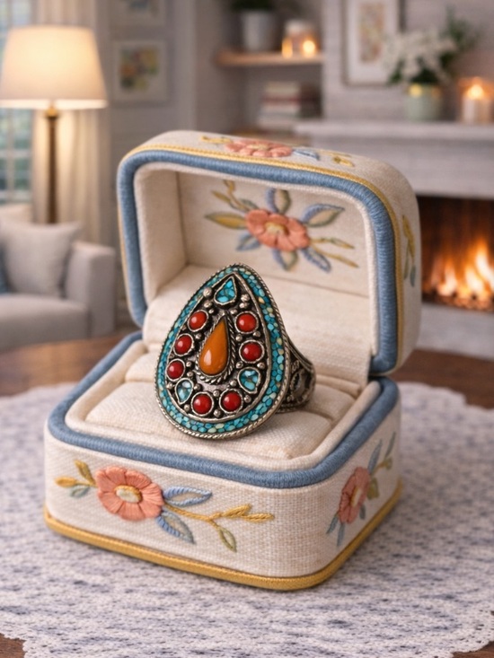 Vintage Jewelry - Vintage Tibetan Silver Shield Ring Size 9